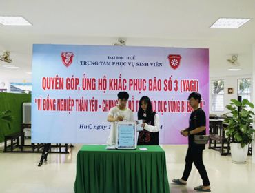 Trung tâm Phục vụ sinh viên – Đại học Huế tổ chức quyên góp, ủng hộ đồng bào các tỉnh phía Bắc do bão số 3 (Yagi) gây ra.